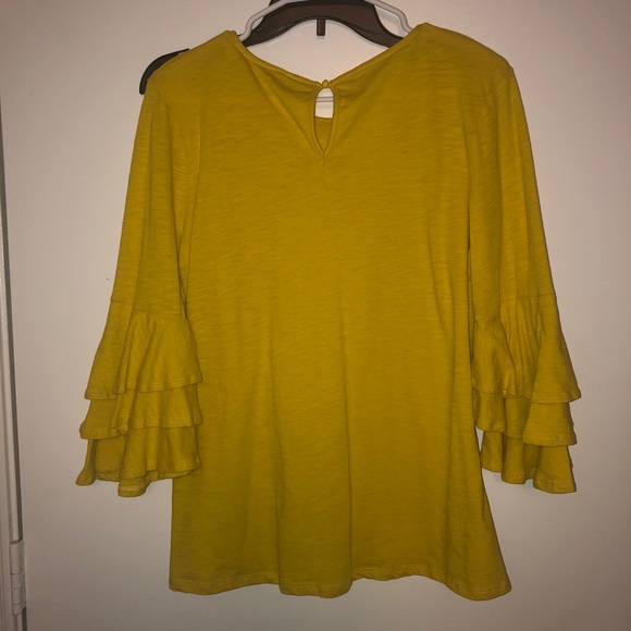 NWT Mustard Ruffle Sleeve Shirt - Picture 2 of 6